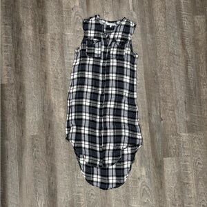Plaid Sleeveless Button-Down Maxi Shirt/Dress Sz S